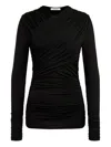12 Storeez Draped Ruched Top In Black