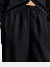 12 Storeez Drawstring Linen Trousers In Black
