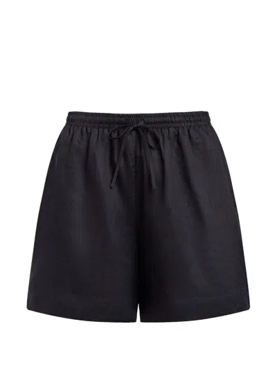 12 Storeez Drawstring Ramie Shorts In Black
