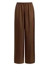12 Storeez Elastic-waist Silk Palazzo Pants In Brown
