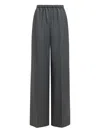 12 Storeez Elastic-waist Wool Straight Trousers In Gray