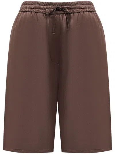 12 Storeez Elasticated Silk Shorts In Brown