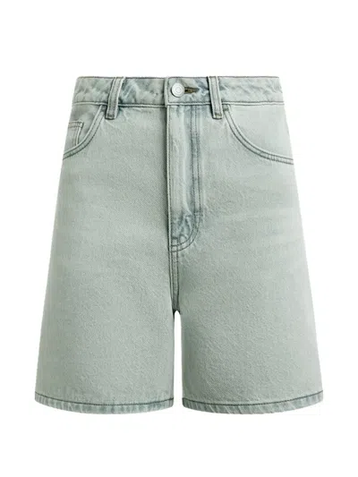 12 Storeez Flared Denim Shorts In Brown