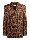 12 Storeez Floral-print Double-breasted Blazer In Brown