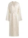 12 Storeez Floral-print Silk Robe In White
