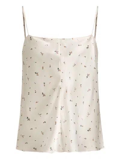 12 Storeez Floral-print Silk Top In White