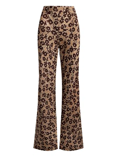 12 Storeez Floral-print Trousers In Brown