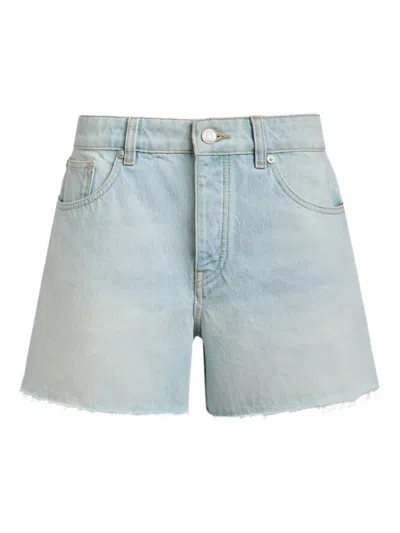 12 Storeez Frayed Denim Shorts In Blue