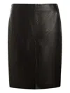 12 Storeez Front-slit Leather Skirt In Black