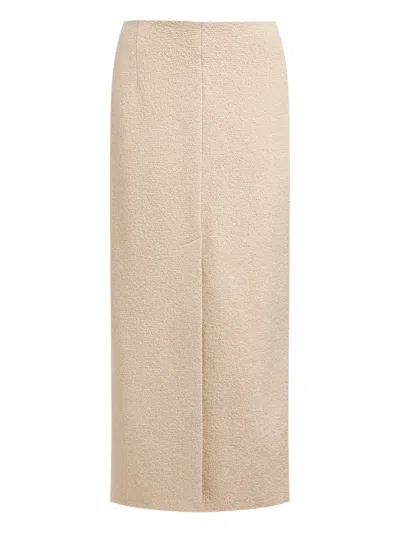 12 Storeez Front-slit Long Skirt In Neutral