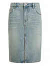 12 Storeez Front-split Denim Midi Skirt In Blue