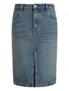 12 Storeez Front-split Denim Skirt In Blue