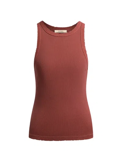 12 Storeez Garment-dyed Ribbed Tank Top In Red