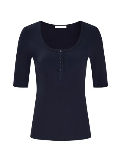 12 Storeez Gwen Ribbed-knit Top In Blue