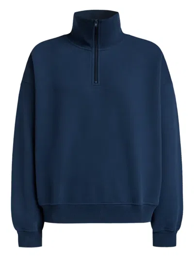 12 Storeez Half-zip Terry Sweatshirt In Blue