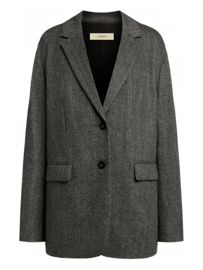 12 Storeez Herringbone-pattern Single-breasted Blazer In Gray
