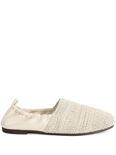 12 Storeez Interwoven Leather Loafers In White