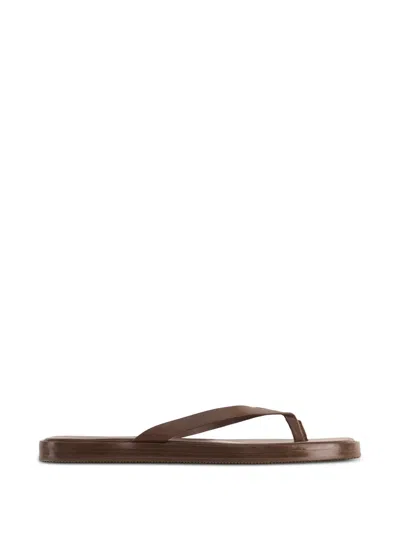 12 Storeez Korfos Leather Thong Sandals In Animal Print
