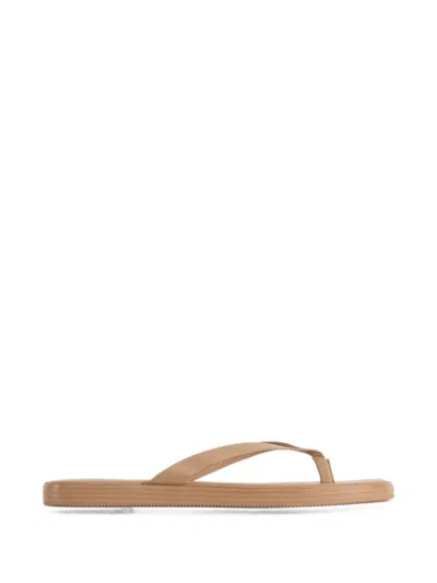 12 Storeez Korfos Leather Thong Sandals In Neutral