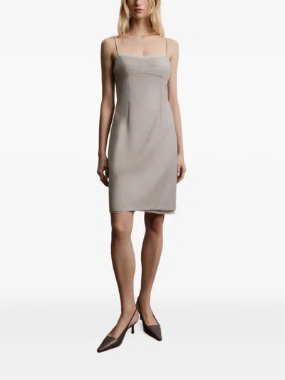 12 Storeez Lace-trim Mini Dress In Brown