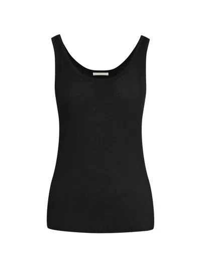 12 Storeez Lattice Ribbed Tank Top In Black