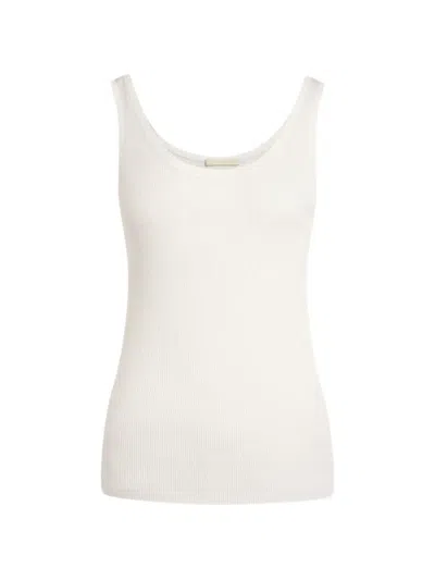 12 Storeez Lattice Ribbed Tank Top In White