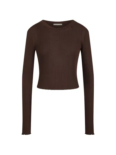 12 Storeez Lattice Ribbed-knit Cropped Sweater In Multi