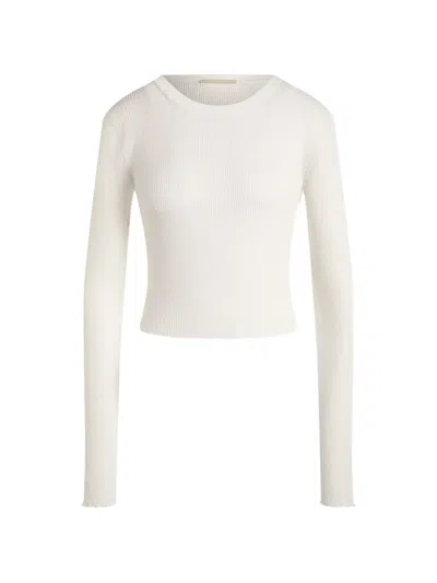 12 Storeez Lattice Ribbed-knit Cropped Sweatshirt In Multi