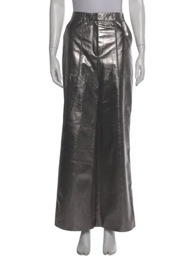 Pre-owned 12 Storeez Leather Wide Leg Pants W/ Tags In Gray