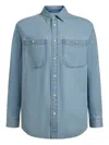 12 Storeez Lightweight Denim Shirt In Blue