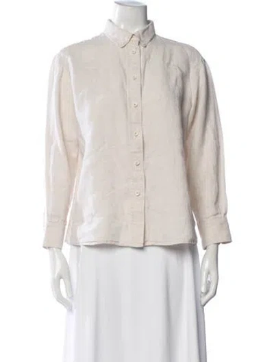 Pre-owned 12 Storeez Linen Long Sleeve Button-up Top In Neutrals