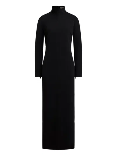 12 Storeez Long-sleeve Crepe Maxi Dress In Black