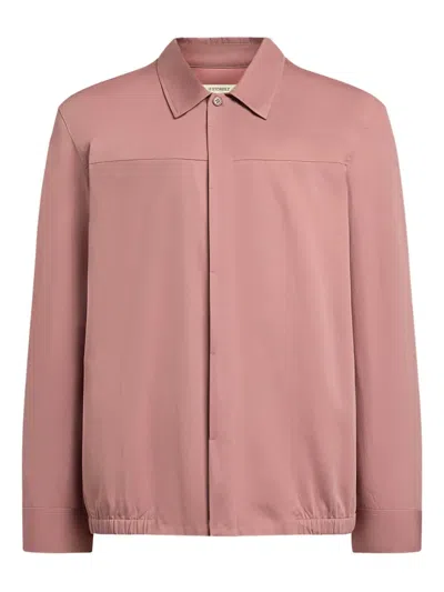 12 Storeez Long-sleeved Buttoned Overshirt In Pink