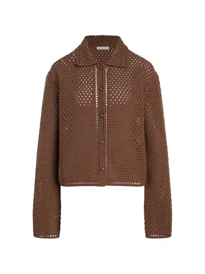 12 Storeez Meadow Crochet-knit Button-up Cardigan In 브라운
