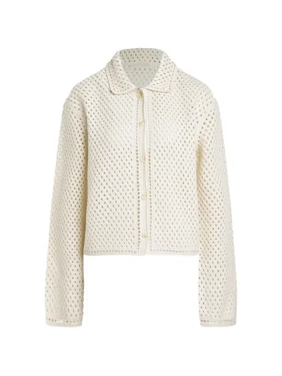 12 Storeez Meadow Crochet-knit Cardigan In White
