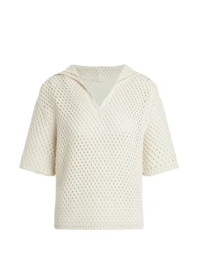 12 Storeez Meadow Crochet-knit T-shirt In White