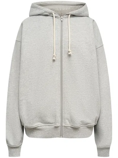 12 Storeez Mélange-effect Zip-up Hoodie In Gray
