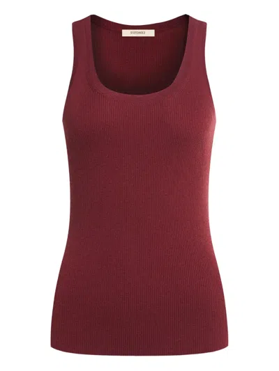 12 Storeez Merino Tank Top In Burgundy