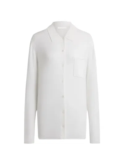 12 Storeez Merino-cashmere Patch-pocket Shirt In White
