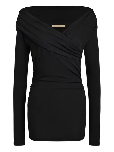12 Storeez Off-shoulder Long-sleeve Top In Black