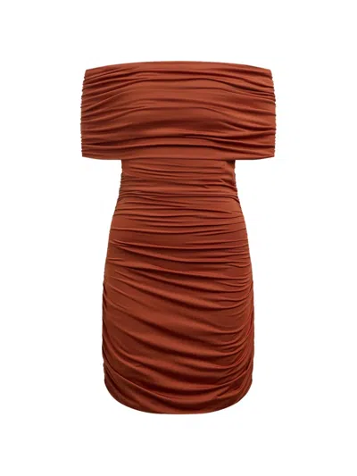 12 Storeez Schulterfreies Minikleid In Brown