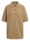 12 Storeez Open-knit Polo Top In Brown