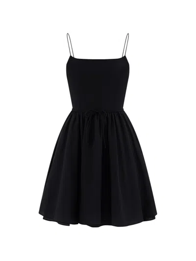 12 Storeez Orchard Bow-detail Flared Mini Dress In Black