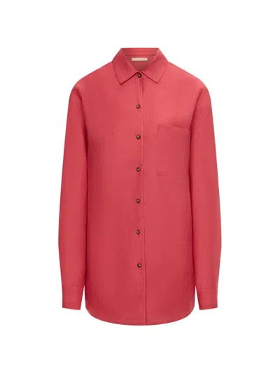 12 Storeez Patch-pocket Linen Shirt In Red