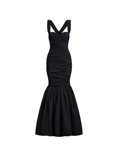 12 Storeez Pavlova Ruched Taffeta Dress In Black