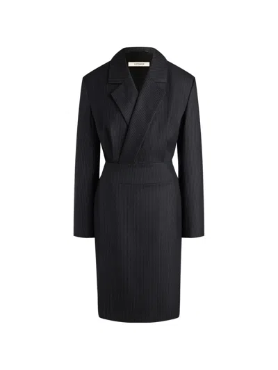 12 Storeez Pinstripe Blazer Midi Dress In Black