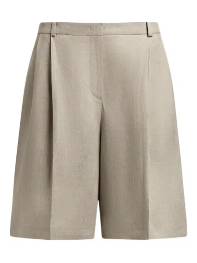 12 Storeez Pleated Linen Shorts In Gray