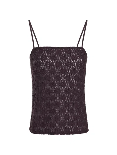 12 Storeez Primrose Lace Camisole Top In Brown