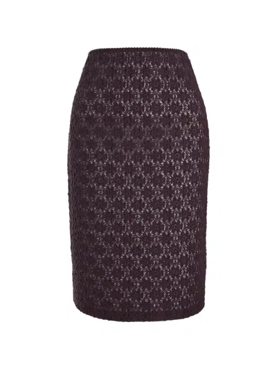 12 Storeez Primrose Lace Midi Skirt In 브라운