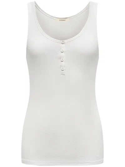 12 Storeez Ribbed Cotton Henley Top In Neutrals